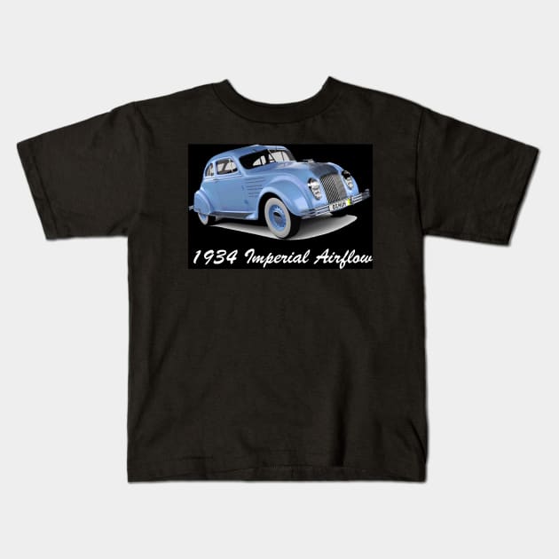 1934 Imperial Airflow Classic Retro Vintage Car Kids T-Shirt by CarloVaro